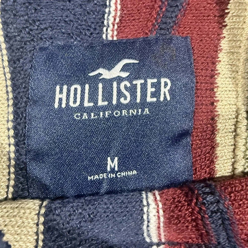 Hollister Sweater Mens Medium Multicolor Striped Cable Knit Crewneck Pullover